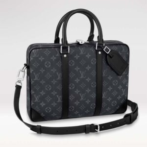 Louis Vuitton LV Men Porte-Documents Voyage PM Monogram Eclipse Coated Canvas | AlmaBagz