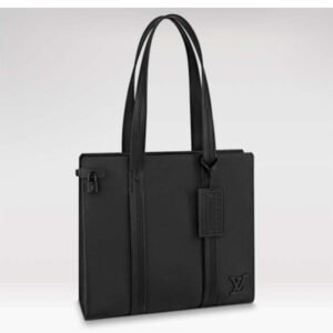 Louis Vuitton LV Unisex Aerogram Takeoff Tote Black Grained Calf Leather | AlmaBagz