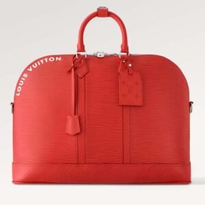 Louis Vuitton LV Unisex Alma Travel GM Vermillon Red Epi XL Grained Leather Handle Clip | AlmaBagz