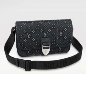 Louis Vuitton LV Unisex Archy Messenger MM Bag Black Charcoal Cowhide Leather | AlmaBagz