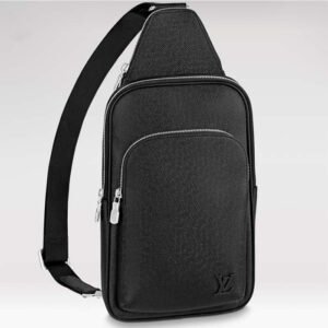 Louis Vuitton LV Unisex Avenue Sling Bag Black Taiga Cowhide Leather | AlmaBagz