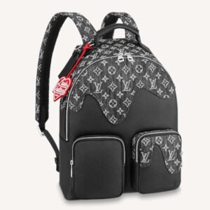 Louis Vuitton LV Unisex Backpack Multipocket Black Monogram Denim Taurillon Cowhide Leather | AlmaBagz