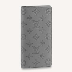 Louis Vuitton LV Unisex Brazza Wallet Anthracite Gray Monogram Shadow Calf Cowhide | AlmaBagz