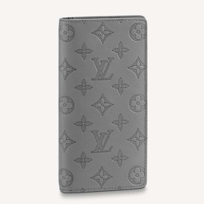 Louis Vuitton LV Unisex Brazza Wallet Anthracite Gray Monogram Shadow Calf Cowhide | AlmaBagz
