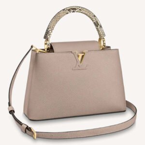 Louis Vuitton LV Women Capucines MM Handbag Grey Taurillon Cowhide | AlmaBagz