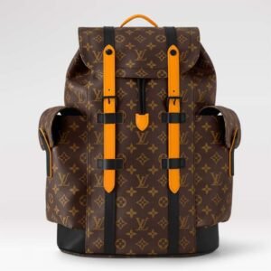 Louis Vuitton LV Unisex Christopher MM Backpack Radiant Sun Monogram Macassar Coated Canvas | AlmaBagz