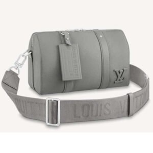 Louis Vuitton LV Unisex City Keepall Bag Gray Aerogram Cowhide Leather Textile Lining | AlmaBagz