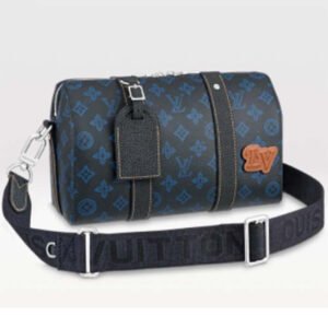Louis Vuitton LV Unisex City Keepall Blue Monogram Coated Canvas Cowhide | AlmaBagz