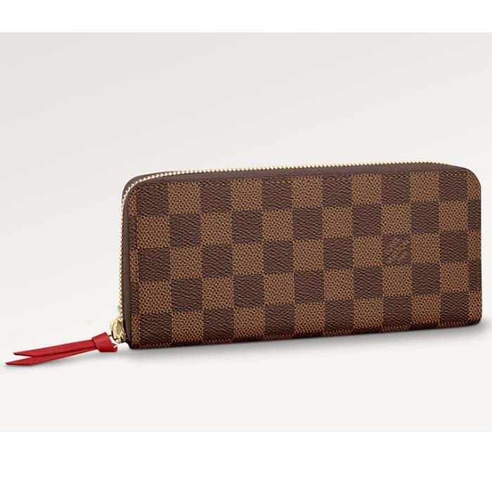 Louis Vuitton LV Unisex Clémence Wallet Brown Red Damier Ebene Coated Canvas | AlmaBagz