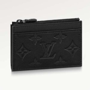 Louis Vuitton LV Unisex Coin Card Holder Black Calf Leather Textile Lining | AlmaBagz