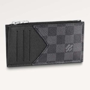 Louis Vuitton LV Unisex Coin Card Holder Damier Graphite Coated Canvas Cowhide Leather | AlmaBagz