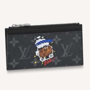 Louis Vuitton LV Unisex Coin Card Holder Monogram Eclipse Coated Canvas Blue Cowhide Leather | AlmaBagz
