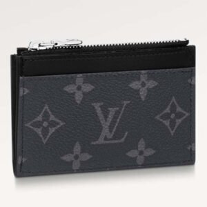 Louis Vuitton LV Unisex Coin Card Holder Monogram Eclipse Coated Canvas Cowhide Leather | AlmaBagz