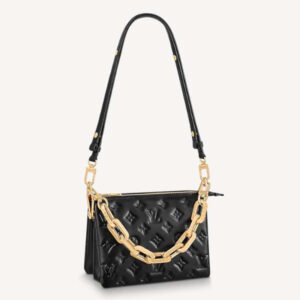 Louis Vuitton LV Unisex Coussin BB Black Monogram-Embossed Puffy Lambskin Calfskin | AlmaBagz