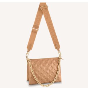Louis Vuitton LV Unisex Coussin PM Camel Monogram-Embossed Puffy Lambskin Calfskin | AlmaBagz