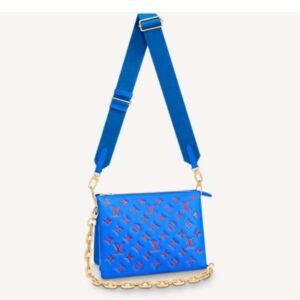 Louis Vuitton LV Unisex Cruissin PM Handbag Blue Red Monogram Embossed Puffy Lambskin | AlmaBagz