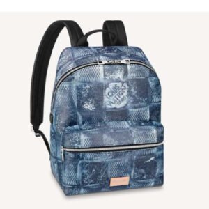 Louis Vuitton LV Unisex Discovery Backpack Ocean Blue Damier Salt Canvas Cowhide Leather | AlmaBagz
