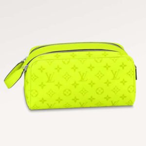 Louis Vuitton LV Unisex Dopp Kit Neon Yellow Monogram Coated Canvas Taiga Cowhide Leather | AlmaBagz