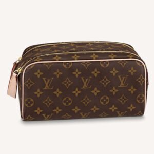 Louis Vuitton LV Unisex Dopp Kit Toilet Pouch Brown Monogram Coated Canvas | AlmaBagz