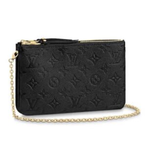 Louis Vuitton LV Unisex Double Zip Pochette Black Monogram Empreinte Embossed Supple Grained Cowhide | AlmaBagz