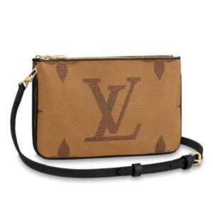 Louis Vuitton LV Unisex Double Zip Pochette Monogram Giant Reverse Monogram Coated Canvas | AlmaBagz
