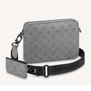 Louis Vuitton LV Unisex Duo Messenger Anthracite Gray Monogram Shadow Calf Leather | AlmaBagz