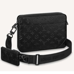 Louis Vuitton LV Unisex Duo Messenger Black Monogram Shadow Calf Leather | AlmaBagz