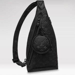 Louis Vuitton LV Unisex Duo Slingbag Black Calf Leather Removable Zipped Pouch | AlmaBagz