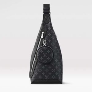 Louis Vuitton LV Unisex Duo Slingbag Black Monogram Coated Canvas Taiga Cowhide Leather | AlmaBagz