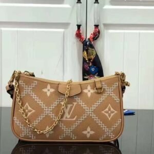 Louis Vuitton LV Women Easy Pouch On Strap Beige Monogram Supple Grained Cowhide | AlmaBagz