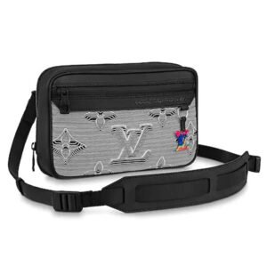 Louis Vuitton LV Unisex Expandable Messenger Bag Textile Gray-Black | AlmaBagz