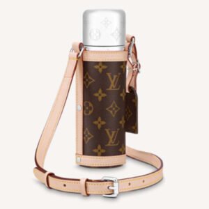 Louis Vuitton LV Unisex Flask Holder Brown Steel Monogram Canvas Natural Cowhide | AlmaBagz