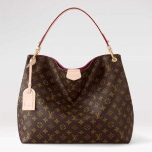 Louis Vuitton LV Unisex Graceful MM Hobo Pivoine Pink Monogram Coated Canvas | AlmaBagz