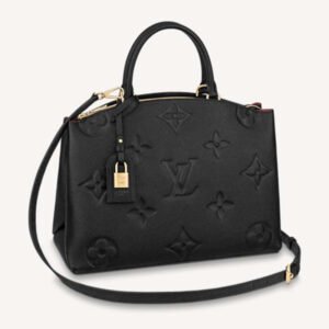 Louis Vuitton LV Unisex Grand Palais Tote Black Monogram Embossed Grained Cowhide Leather | AlmaBagz