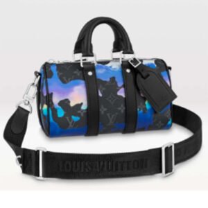 Louis Vuitton LV Unisex Keepall 25 Sunrise Monogram Eclipse Coated Canvas Cowhide Leather | AlmaBagz