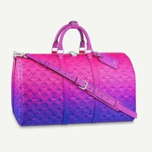 Louis Vuitton LV Unisex Keepall 50B Blue Pink Taurillon Cowhide Leather | AlmaBagz
