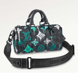 Louis Vuitton LV Unisex Keepall Bandoulière 25 Graffiti Green Monogram Coated Canvas | AlmaBagz
