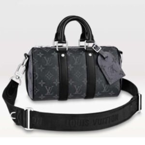 Louis Vuitton LV Unisex Keepall Bandoulière 25 Monogram Eclipse Reverse Coated Canvas | AlmaBagz