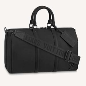 Louis Vuitton LV Unisex Keepall Bandouliere 40 Black Cowhide Leather | AlmaBagz