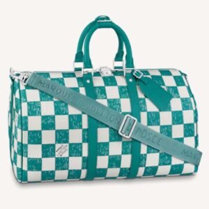 Louis Vuitton LV Unisex Keepall Bandoulière 45 Bag Teal Cowhide Leather | AlmaBagz