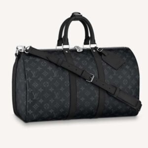 Louis Vuitton LV Unisex Keepall Bandoulière 45 Travel Bag Grey Coated Canvas Cowhide | AlmaBagz