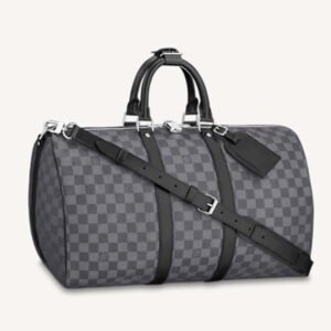 Louis Vuitton LV Unisex Keepall Bandoulière 45 Travel Bag Grey Damier Graphite Canvas | AlmaBagz