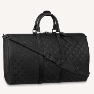 Louis Vuitton LV Unisex Keepall Bandoulière 50 Bag Black Taurillon Monogram Leather | AlmaBagz