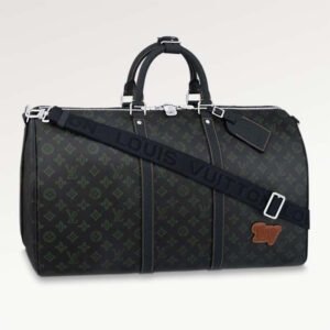 Louis Vuitton LV Unisex Keepall Bandoulière 50 Dark Green Monogram Coated Canvas Cowhide | AlmaBagz