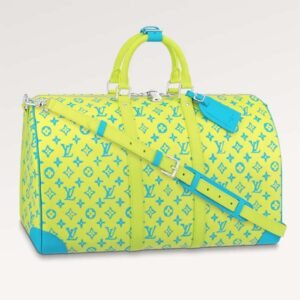 Louis Vuitton LV Unisex Keepall Bandoulière 50 Lime Green Monogram Playground Coated Canvas | AlmaBagz