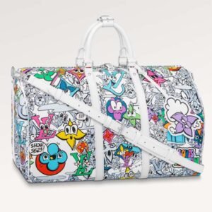 Louis Vuitton LV Unisex Keepall Bandoulière 50 Multicolor Monogram Coated Canvas Cowhide Leather | AlmaBagz