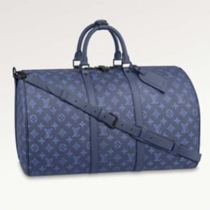 Louis Vuitton LV Unisex Keepall Bandoulière 50 Navy Blue Cabin Monogram Shadow Cowhide | AlmaBagz