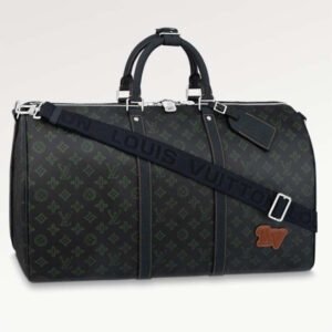 Louis Vuitton LV Unisex Keepall Bandoulière 50 Travel Bag Dark Green Monogram Coated Canvas | AlmaBagz