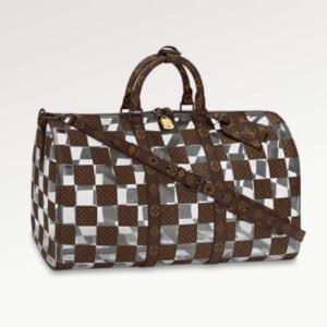 Louis Vuitton LV Unisex Keepall Bandoulière 50 Travel Bag Monogram Chess Coated Canvas PVC | AlmaBagz