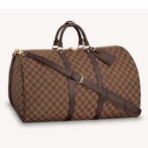 Louis Vuitton LV Unisex Keepall Bandoulière 55 Brown Coated Canvas Cowhide Leather | AlmaBagz